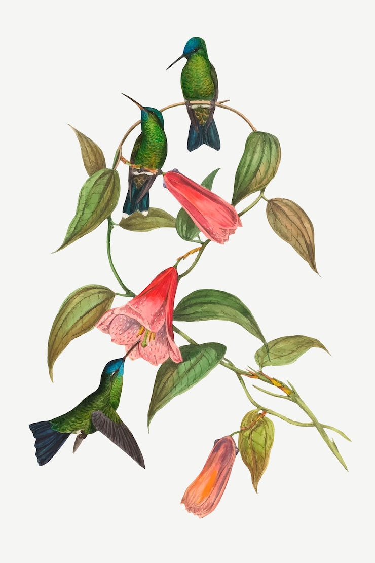 Kostenlose Vektor woodnymph birds vector animal art print, remixed aus kunstwerken von john gould und henry constantine richter