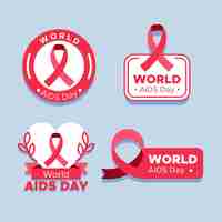 Kostenloser Vektor world aids day abzeichen sammlung