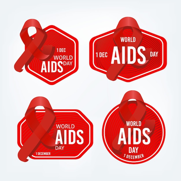 Kostenloser Vektor world aids day abzeichen sammlung