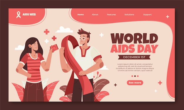 Kostenloser Vektor world aids day landing page vorlage