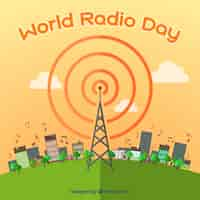 Kostenloser Vektor world radio day background