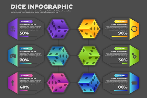 Kostenloser Vektor würfel infografik