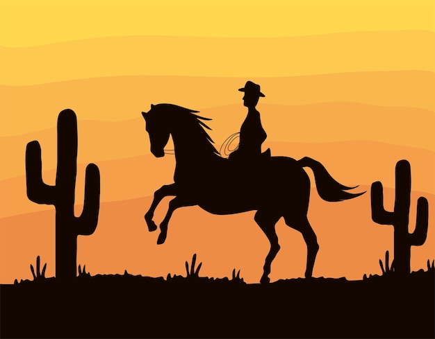 Wüste mit Cowboy
