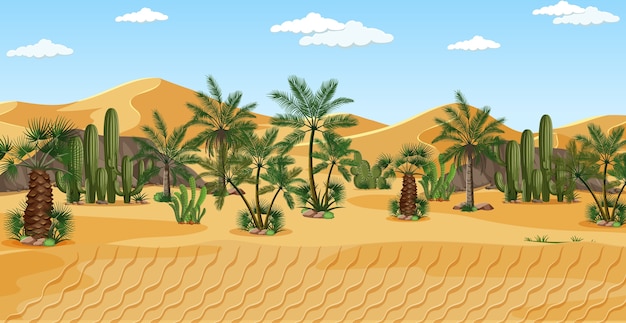 Wüste mit Palmen Naturlandschaftsszene