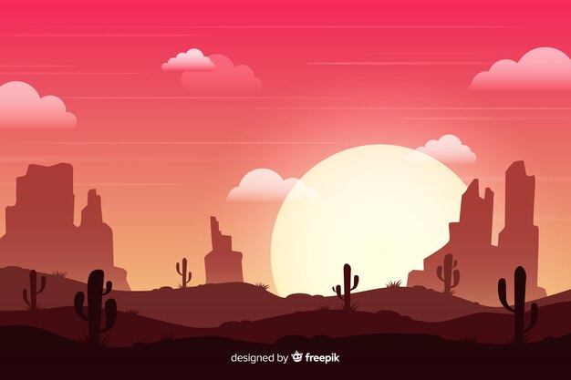 Wüstenlandschaft beim Sonnenuntergang
