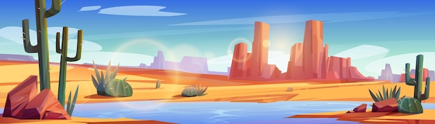 Wüstenlandschaft mit wasser in oase
