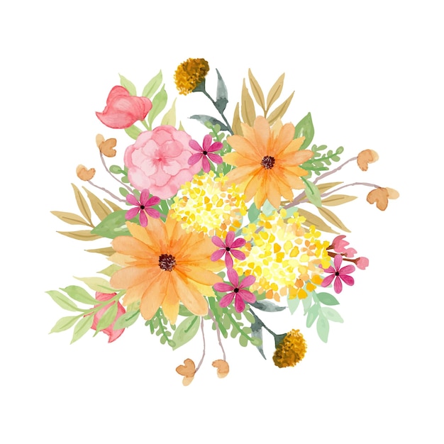 Wunderschöner Blumen-Aquarell-Blumenstrauß