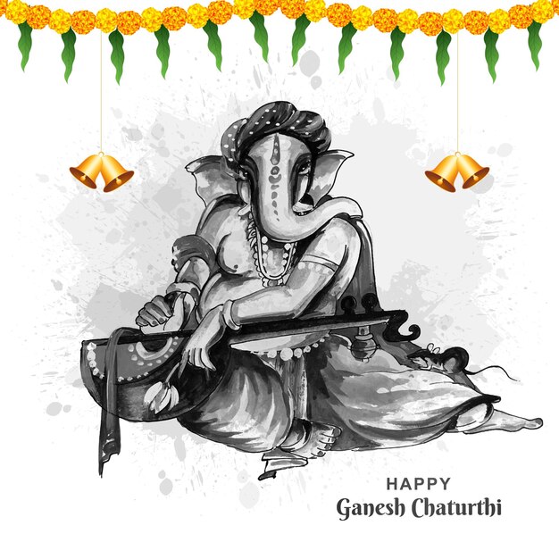 Wunderschönes Lord Ganesha Aquarell für Ganesh Chaturthi Kartenhintergrund