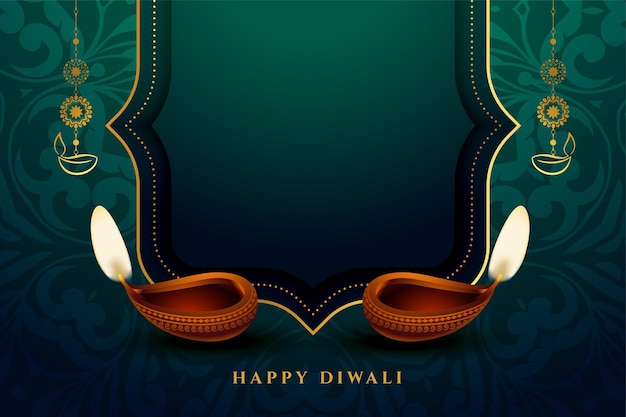 Wunderschönes shubh diwali-banner mit öllampe im paisley-design