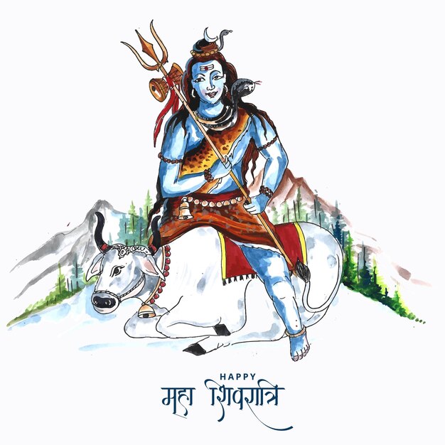 X9Lord shiva indischer gott des hindus für maha shivratri kartenhintergrund