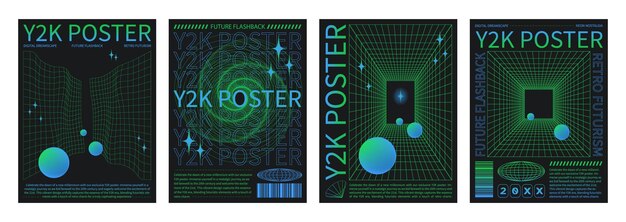 Kostenloser Vektor y2k-retro-stil-poster-design-vorlage