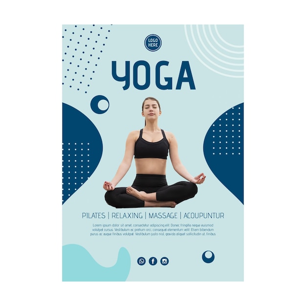 Kostenloser Vektor yoga klasse poster vorlage mit foto