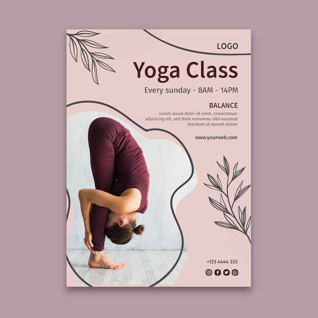 Kostenloser Vektor yoga klasse poster vorlage