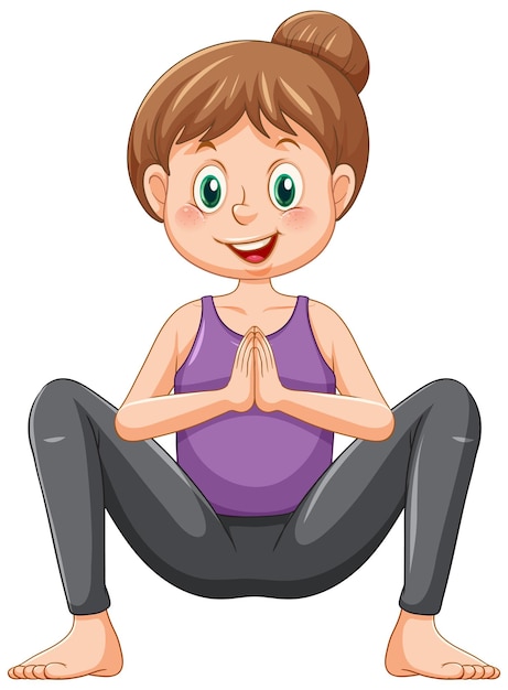 Kostenloser Vektor yoga-squat-pose-cartoon-figur