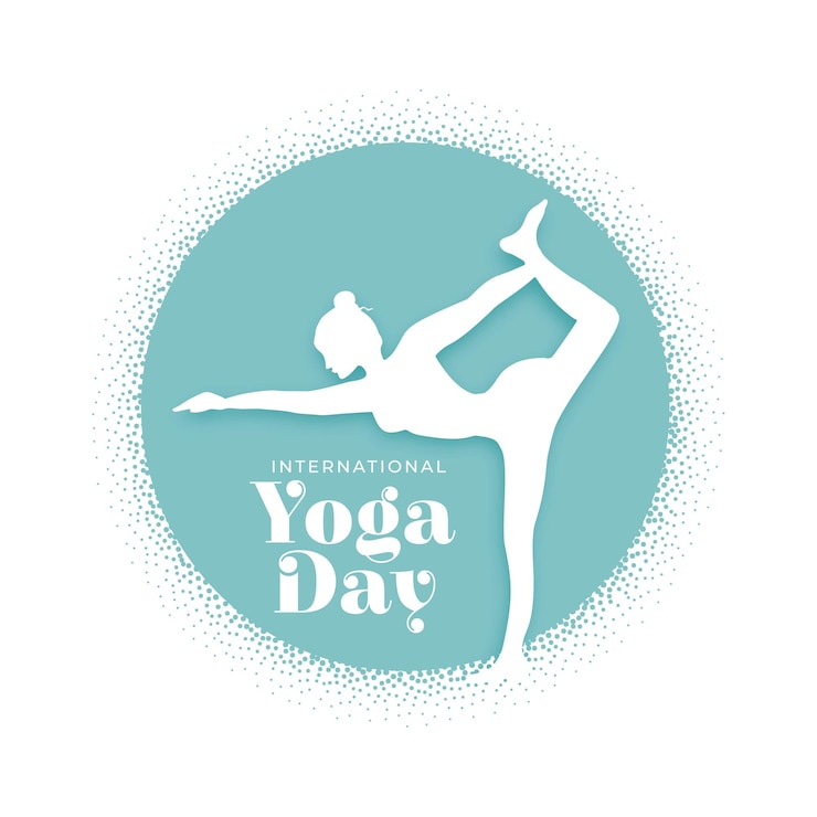 Kostenlose Vektor yoga-tageshintergrund mit frauen, die posieren und trainieren
