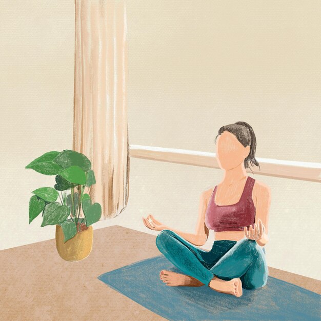 Yoga- und Entspannungshintergrundfarbbleistiftillustration