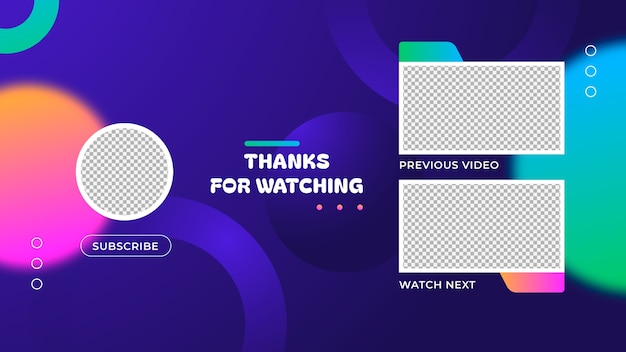 Kostenloser Vektor youtube-endbildschirmvorlage mit gradient.