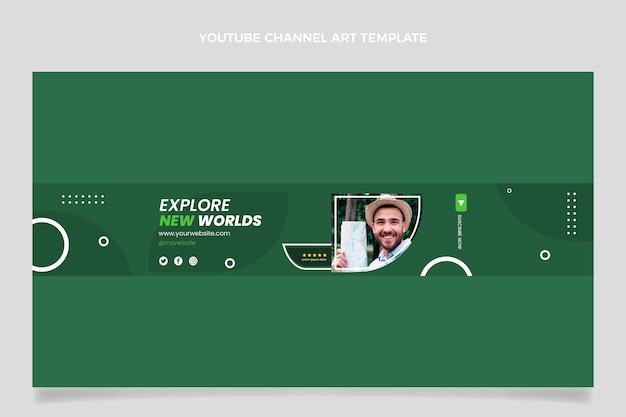 Kostenloser Vektor youtube-kanal für reisen mit flachem design