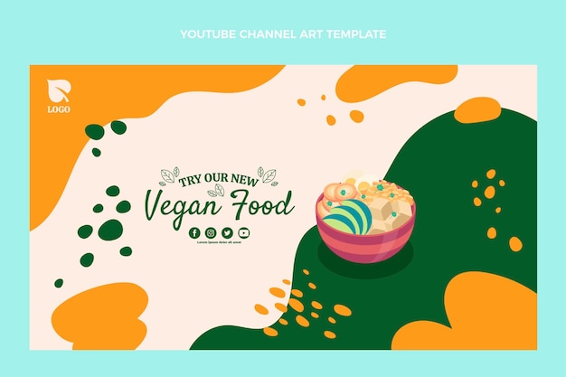 Kostenloser Vektor youtube-kanal für veganes essen im flachen design