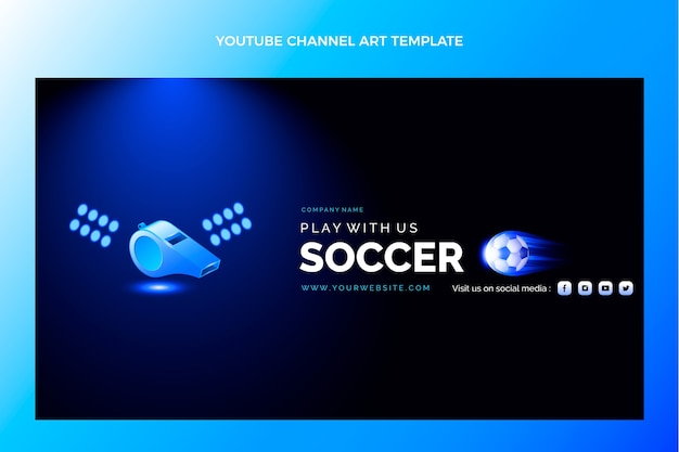 Youtube-kanal-kunstvorlage mit verlaufsfußball