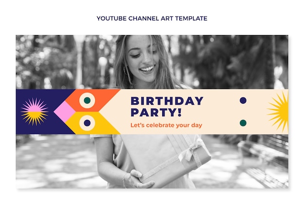 Youtube-Kanal mit flachem Design-Mosaik-Geburtstag