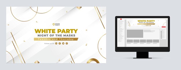 Youtube-Kanalkunst der weißen Party mit Farbverlauf