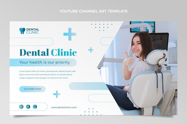 Youtube-Kanalkunst der Zahnklinik mit Farbverlauf