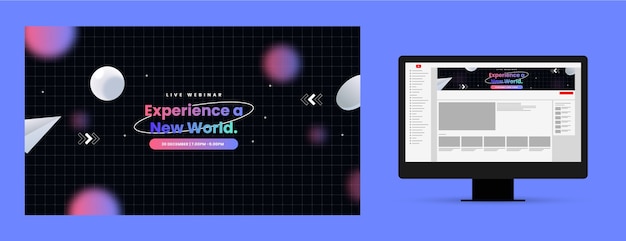 Kostenloser Vektor youtube-kanalkunst des gradienten-metaverse-konzepts