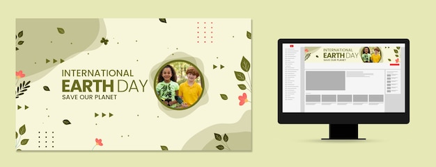 Kostenloser Vektor youtube-kanalkunst zum tag der flachen erde