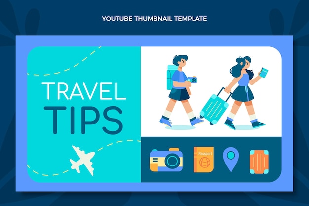 Kostenloser Vektor youtube-miniaturansicht für reisen im flachen design