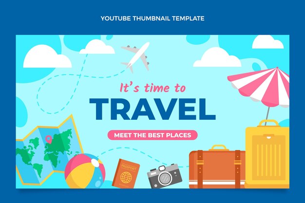 YouTube-Miniaturansicht für Reisen im flachen Stil