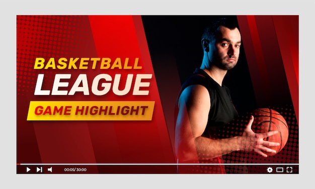 YouTube-Thumbnail für Halbton-Basketball mit Farbverlauf