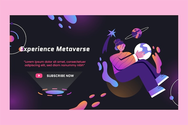 Kostenloser Vektor youtube-thumbnail für metaverse im flachen design