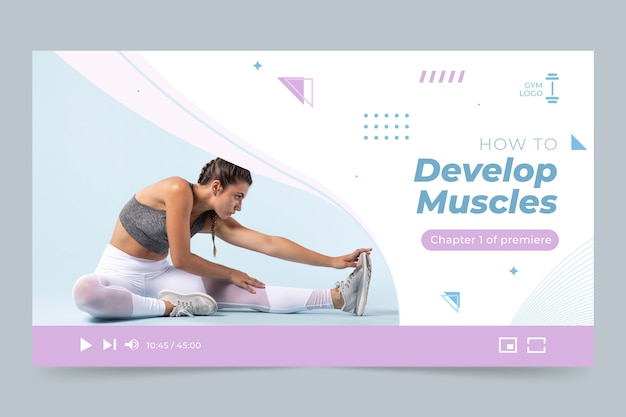 Youtube-thumbnail für personal trainer im flachen design