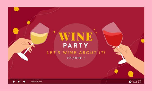Youtube-Thumbnail für Weinparty im flachen Design