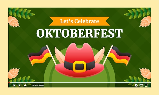 Kostenloser Vektor youtube-thumbnail mit farbverlauf für das oktoberfest