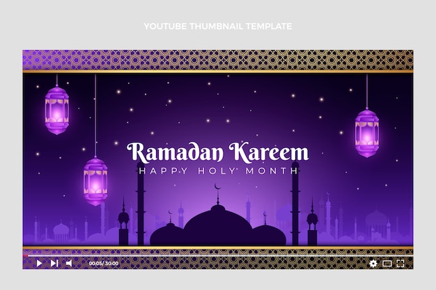 Kostenloser Vektor youtube-thumbnail von gradient ramadan