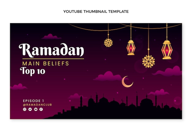 Kostenloser Vektor youtube-thumbnail von gradient ramadan