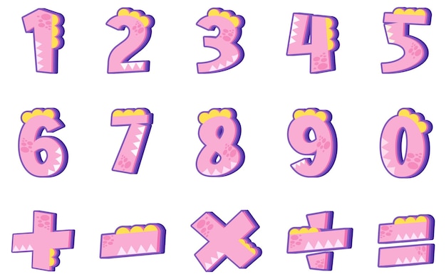 Zählen der zahlen 0 bis 9 und mathematische symbole