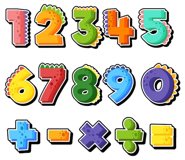 Zählen der zahlen 0 bis 9 und mathematische symbole