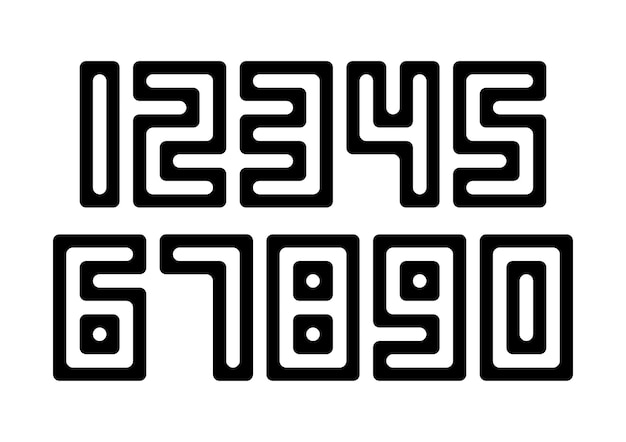 Zahlensatz mit schwarz-weiß-typografie-design-elementen.
