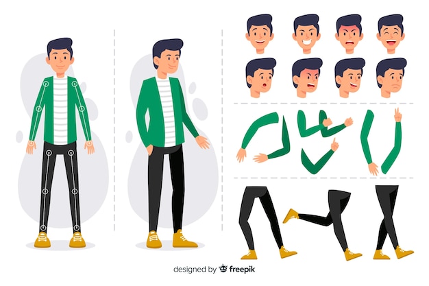 Kostenloser Vektor zeichentrickfigur für bewegungsdesign