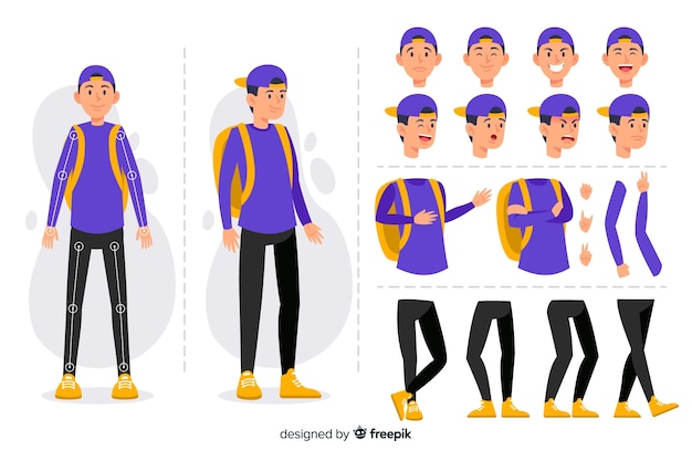 Kostenloser Vektor zeichentrickfigur für bewegungsdesign