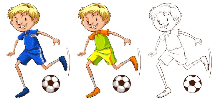 Kostenlose Vektor zeichnung charakter für fußballspieler illustration