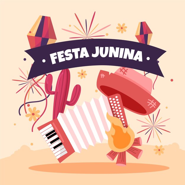 Kostenloser Vektor zeichnung des festa junina-themas