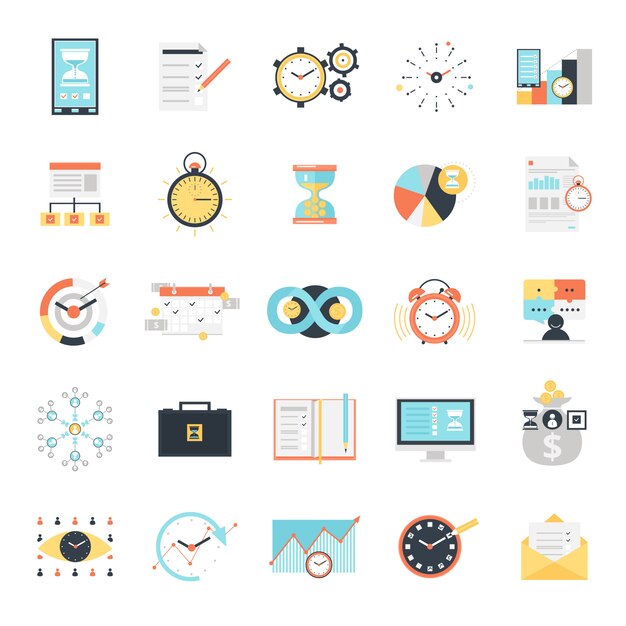 Zeit Management Icons Set