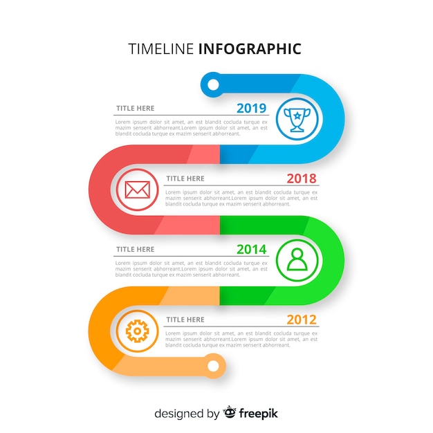 Zeitachse infographic mit bunter markierung