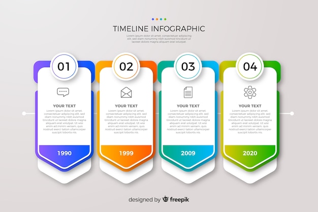 Kostenloser Vektor zeitleiste farbverlauf infografik