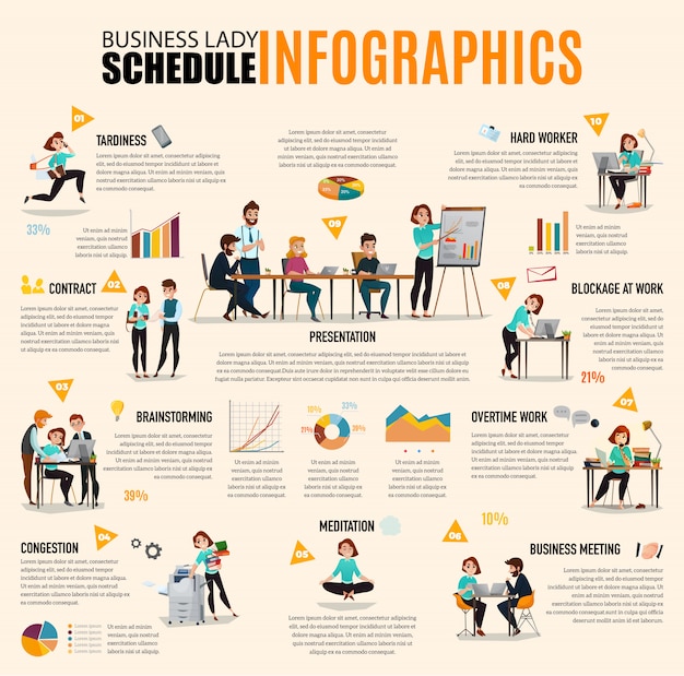 Kostenloser Vektor zeitmanagement-infografiken