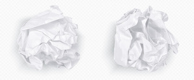 Kostenloser Vektor zerknitterter papierball, weißer 3d-knister-müllvektor